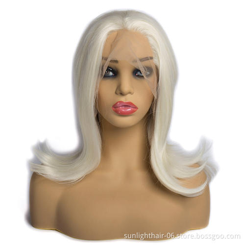 613 Blonde Short Bob premium synthetic wig Glueless Straight Middle Part Hair Wigs Synthetic lace front wig fiber hair
